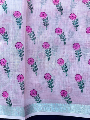 Linen silk saree with light texture and soft sheen – ideal for daily and festive wear