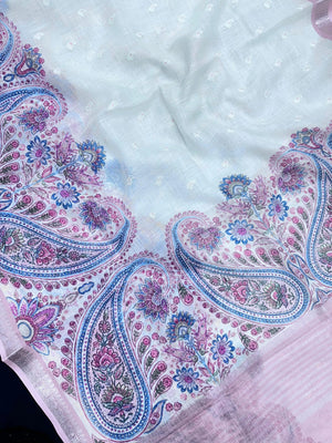 Linen silk saree with light texture and soft sheen – ideal for daily and festive wear