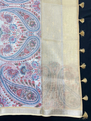 Linen silk saree with light texture and soft sheen – ideal for daily and festive wear