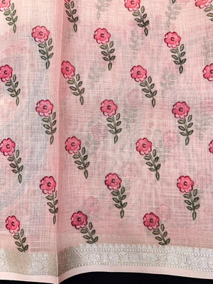 Linen silk saree with light texture and soft sheen – ideal for daily and festive wear