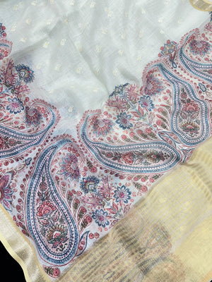 Linen silk saree with light texture and soft sheen – ideal for daily and festive wear