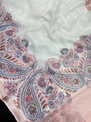 Linen silk saree with light texture and soft sheen – ideal for daily and festive wear