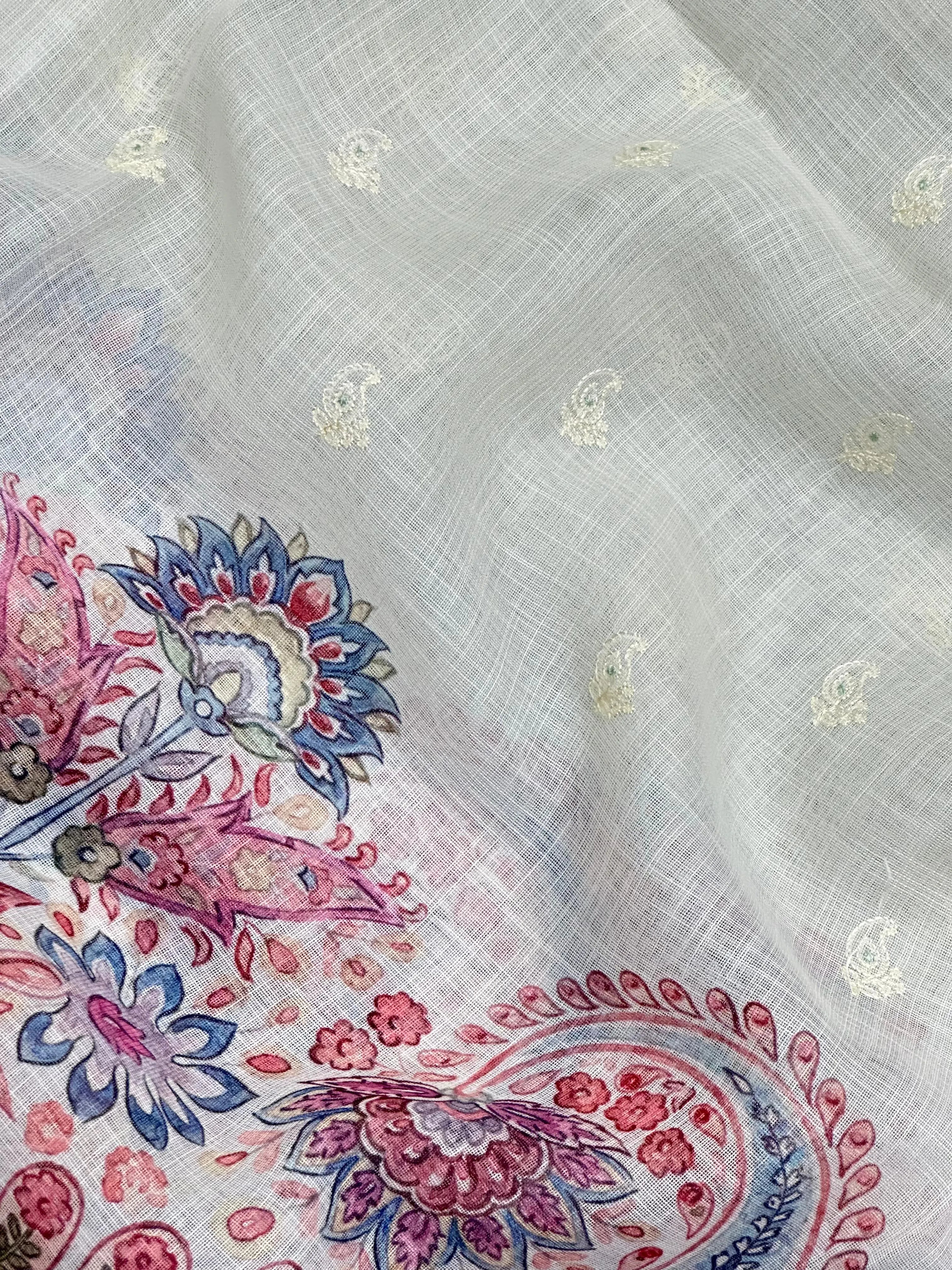 Linen silk saree with light texture and soft sheen – ideal for daily and festive wear