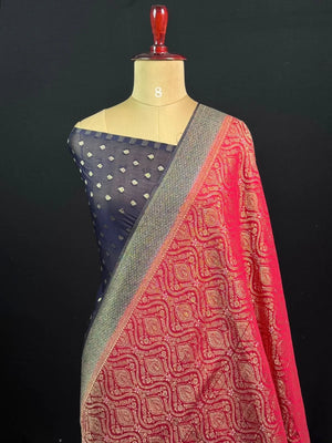 Royal Brocade Semi Georgette Silk Saree