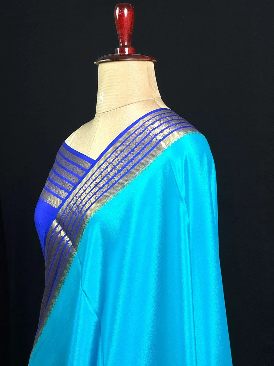 Traditional Pure Mysore Silk Saree with Meena Bentex