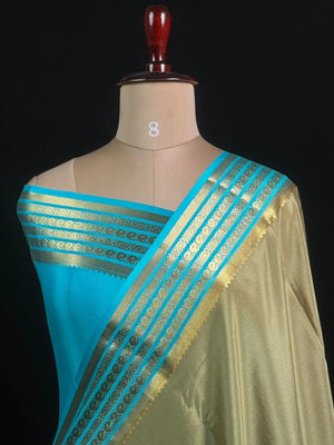 Traditional Pure Mysore Silk Saree with Meena Bentex