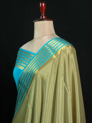 Traditional Pure Mysore Silk Saree with Meena Bentex