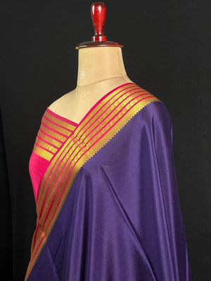 Traditional Pure Mysore Silk Saree with Meena Bentex