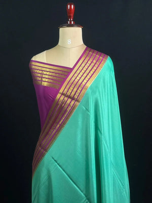 Traditional Pure Mysore Silk Saree with Meena Bentex