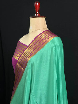 Traditional Pure Mysore Silk Saree with Meena Bentex