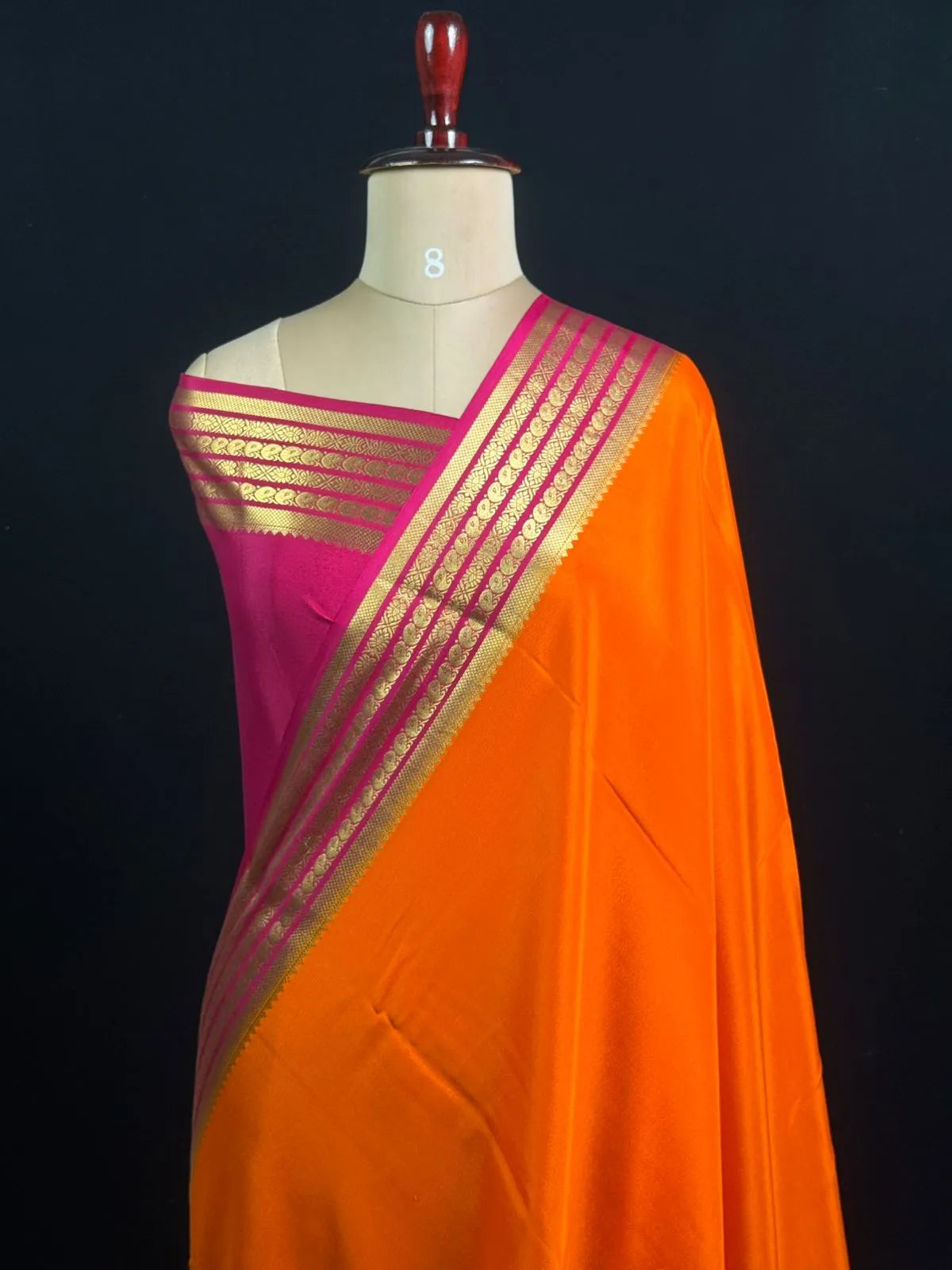Traditional Pure Mysore Silk Saree with Meena Bentex