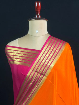 Traditional Pure Mysore Silk Saree with Meena Bentex
