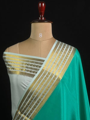 Traditional Pure Mysore Silk Saree with Meena Bentex
