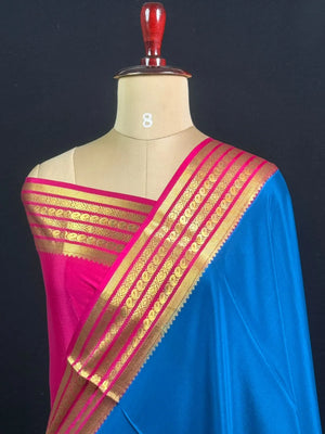 Traditional Pure Mysore Silk Saree with Meena Bentex