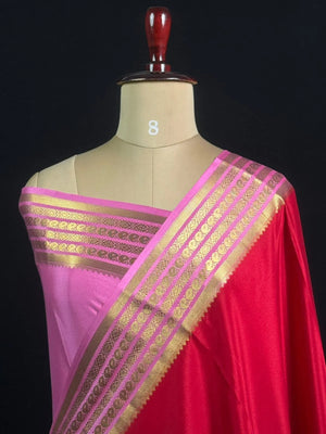 Traditional Pure Mysore Silk Saree with Meena Bentex