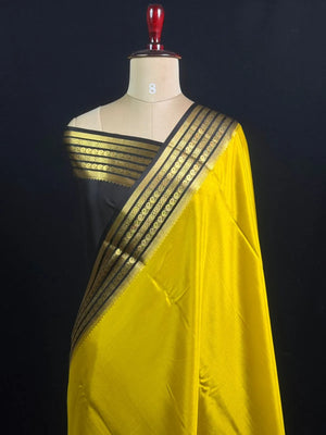 Traditional Pure Mysore Silk Saree with Meena Bentex