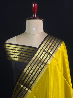 Traditional Pure Mysore Silk Saree with Meena Bentex