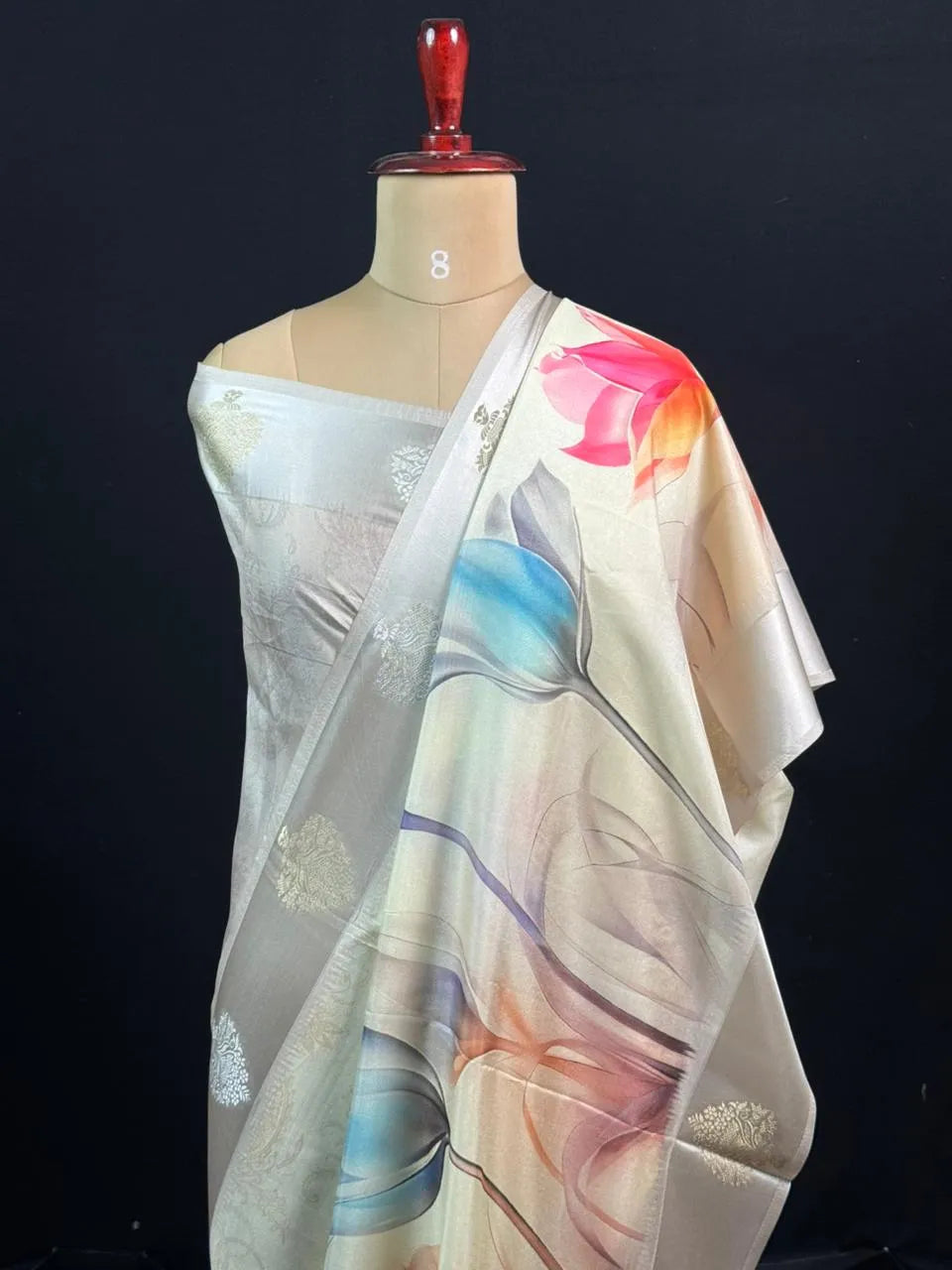 Nature-Inspired Floral Semi Tussar Silk Saree