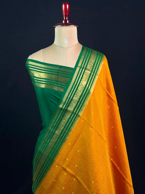 Authentic Pure Mysore Silk-Mungi Checks Star Design