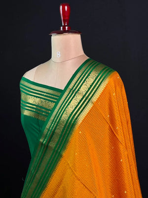 Authentic Pure Mysore Silk-Mungi Checks Star Design