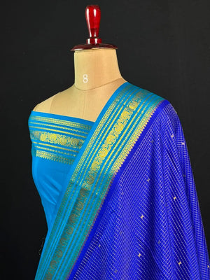 Authentic Pure Mysore Silk-Mungi Checks Star Design
