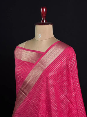 Semi Crepe Silk Saree with Classic Checks