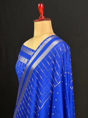 Stylish Semi Mysore Silk Saree with Traditional Chex Design