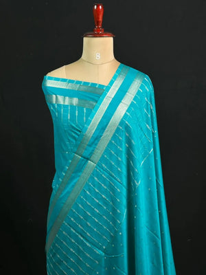Stylish Semi Mysore Silk Saree with Traditional Chex Design