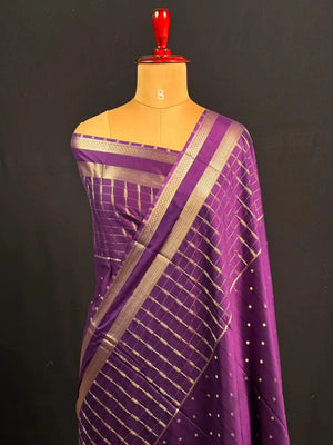 Stylish Semi Mysore Silk Saree with Traditional Chex Design