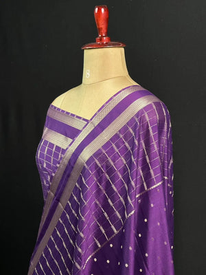 Stylish Semi Mysore Silk Saree with Traditional Chex Design
