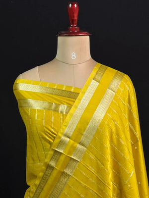 Stylish Semi Mysore Silk Saree with Traditional Chex Design