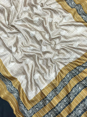 Classic Natural Tussar Silk Saree-Moon in june