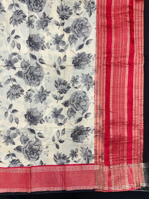 Muggum silk saree with traditional zari work and handwoven silk texture – perfect for festive and ethnic wear