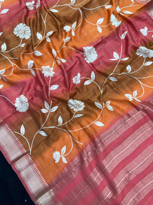 Woman wearing a Musk Cotton Saree with soft, breathable fabric and elegant drape, perfect for office, casual, and festive wear.