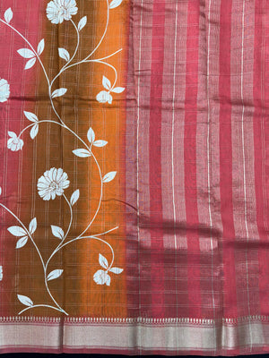 Woman wearing a Musk Cotton Saree with soft, breathable fabric and elegant drape, perfect for office, casual, and festive wear.