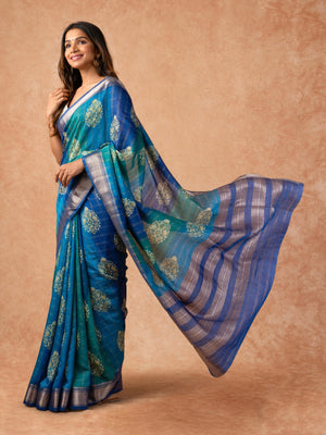 Woman wearing a Musk Line Cotton Saree with soft, lightweight drape and subtle design, ideal for office, casual outings, and daily ethnic wear.