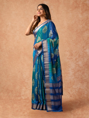 Woman wearing a Musk Line Cotton Saree with soft, lightweight drape and subtle design, ideal for office, casual outings, and daily ethnic wear.