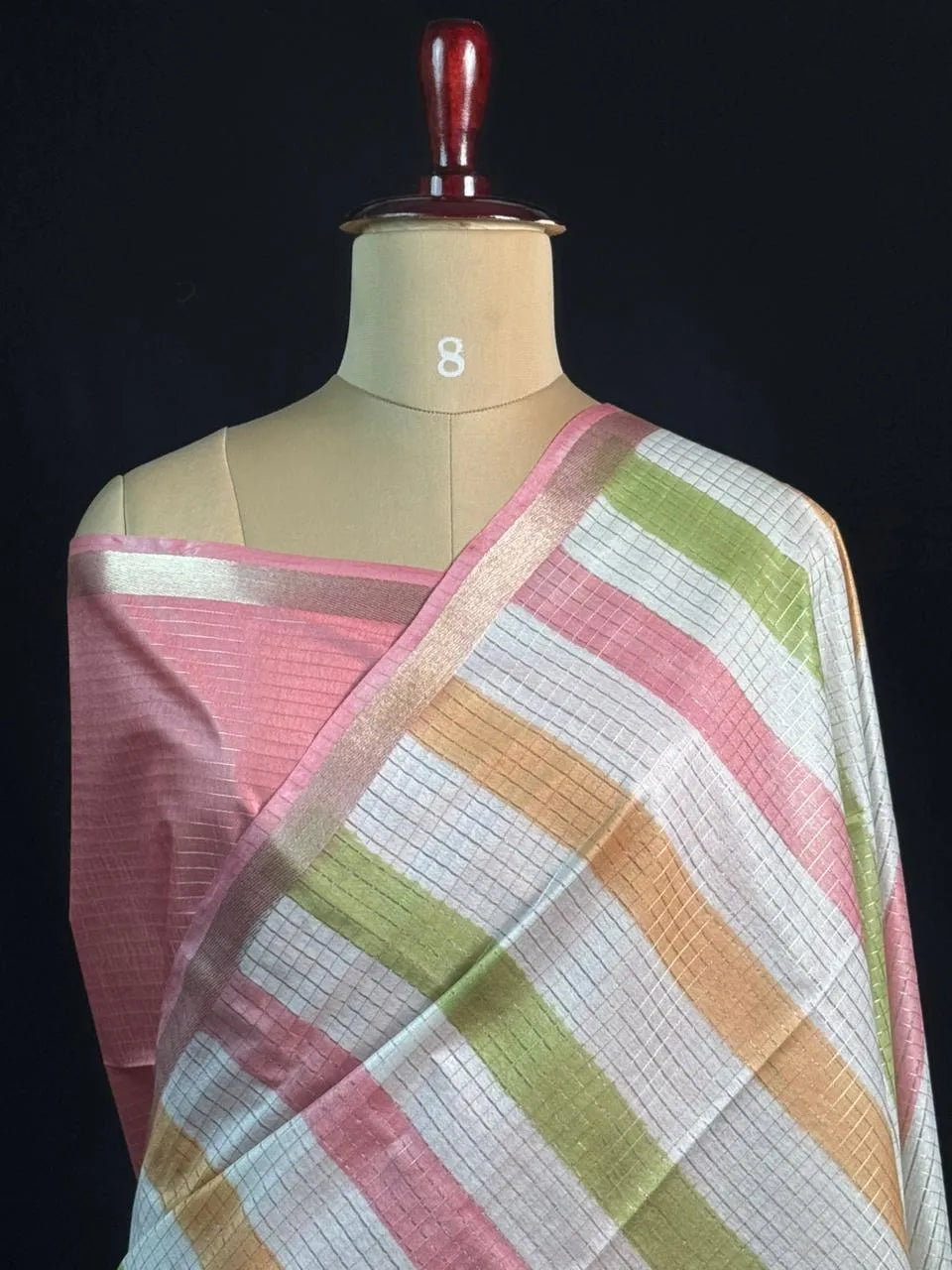 Classic Musk Stripes Tasar Silk Saree – Grace in Every Thread