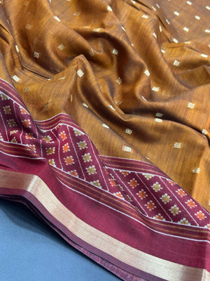 Semi Cotton Silk Saree with Subtle Shine & Comfort-Musk Stripes