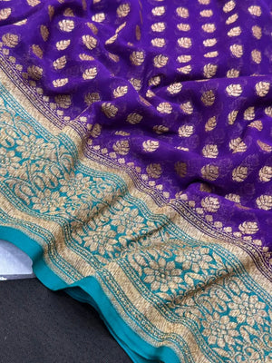 Pure Khaddi Georgette Saree with Rich Weaving Design (Offer 23)