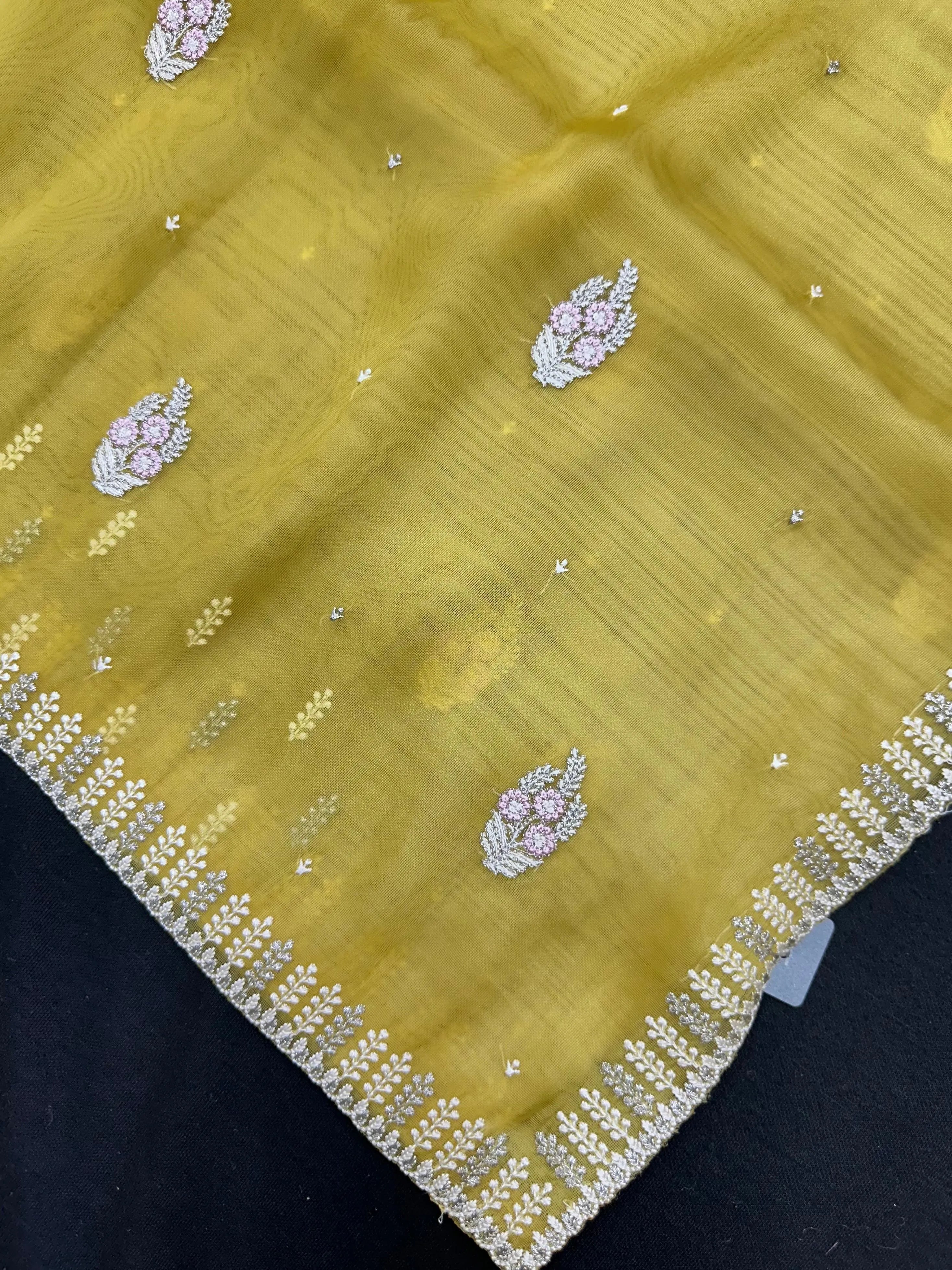 Woman wearing a sheer Organza Saree with elegant detailing and soft flow, perfect for festive events and stylish ethnic occasions.