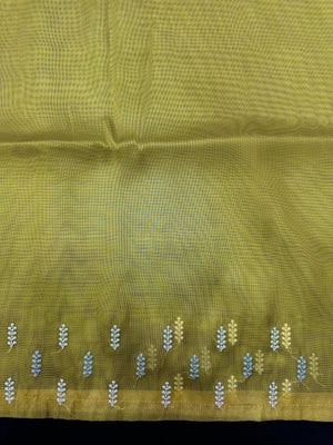 Woman wearing a sheer Organza Saree with elegant detailing and soft flow, perfect for festive events and stylish ethnic occasions.