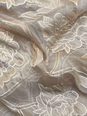 Organza saree with sheer, lightweight fabric and elegant motifs – perfect for festive and special occasions