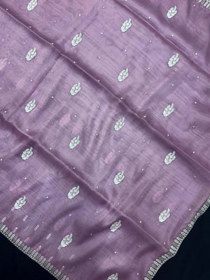 Woman wearing a sheer Organza Saree with elegant detailing and soft flow, perfect for festive events and stylish ethnic occasions.