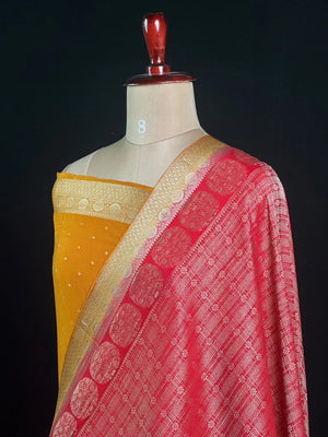 Georgette Saree Zari Weaving & Traditional Floral Border