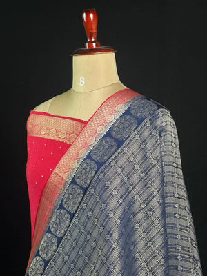 Georgette Saree Zari Weaving & Traditional Floral Border