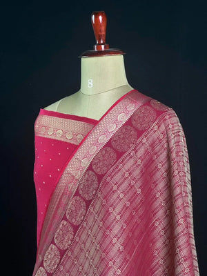 Georgette Saree Zari Weaving & Traditional Floral Border