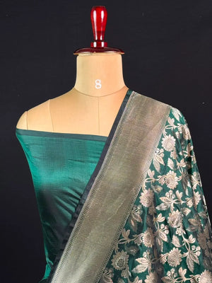 Pure Kataan Silk Saree with Elegant Floral Zari Weaving