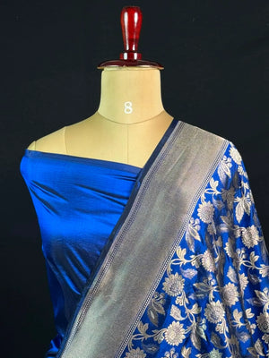 Pure Kataan Silk Saree with Elegant Floral Zari Weaving