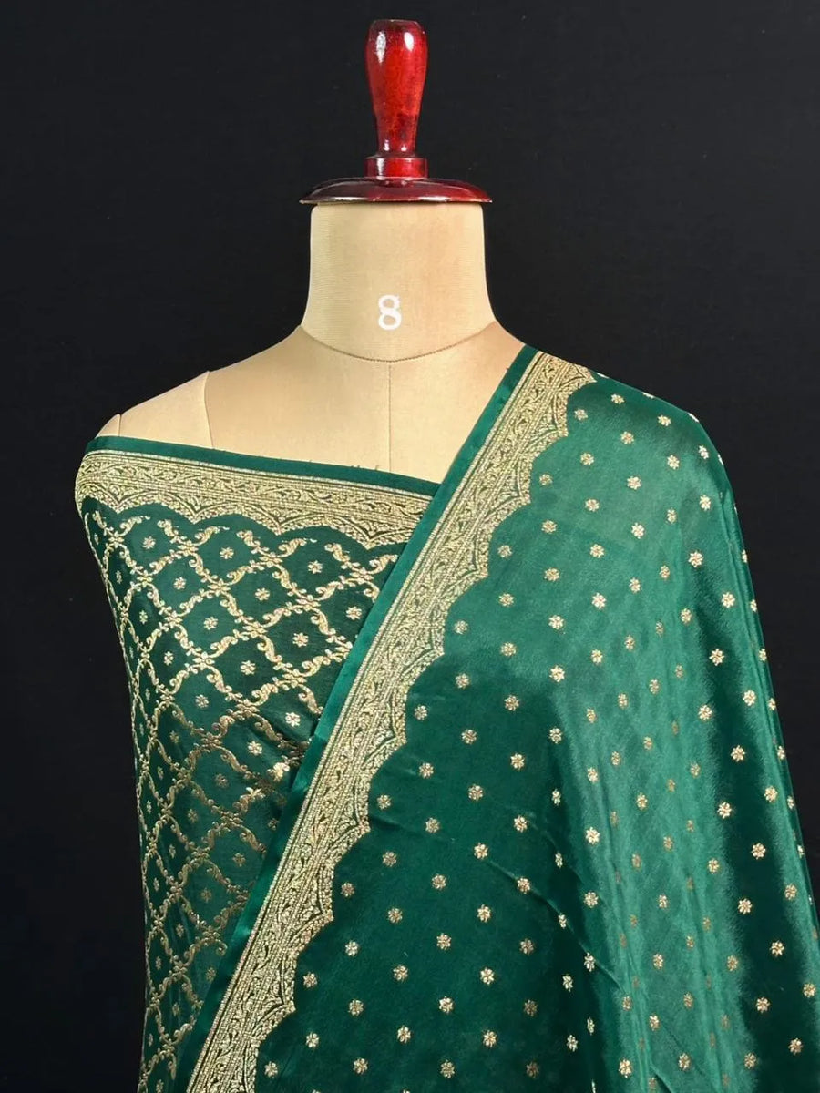 Pure Banarasi Crepe Silk Saree (Small border)